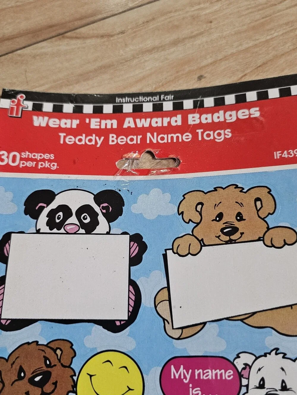 Wear 'Em Award Badges Reward Stickers Teddy Bear Name Tags IF4292 2pk - 60ct NOS